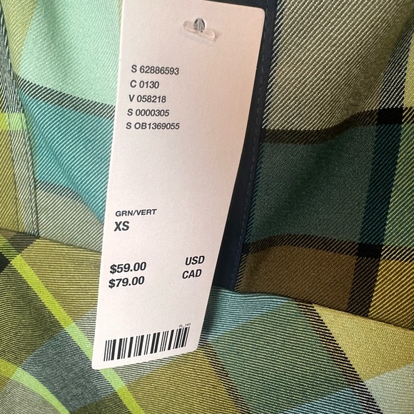 Urban Outfitters Plaid Hook & Eye Plaid Mini Dress Green Zipper Side Size XS NWT - Picture 6 of 13